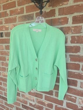 LOFT Mint Green V-Neck Button Front Cardigan